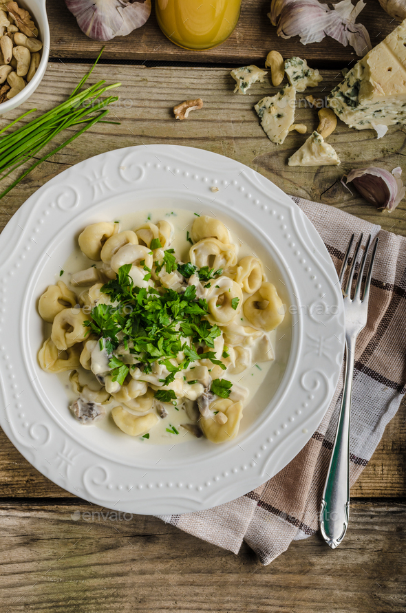 Tortellini with blue cheese sauce Stock Photo by PeteerS PhotoDune